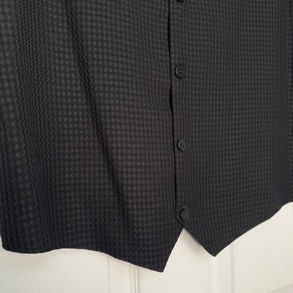 Fluid International Mens Large Black Textured 5-Button Vest 90s Retro Hipster - Picture 2 of 7